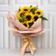 bouquet con girasoles decorado  con papel  coreano y cinta de seda 